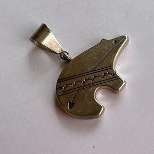 Norman Woody, Silver Bear Fetish Pendant, 1-3/4 inches long, 1-7/8 inches high